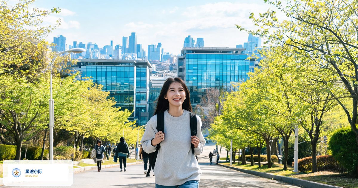 韩国大学校园与首尔城市天际线